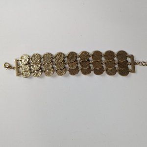 Gold Tone Triple Layer Round Circles Bracelet